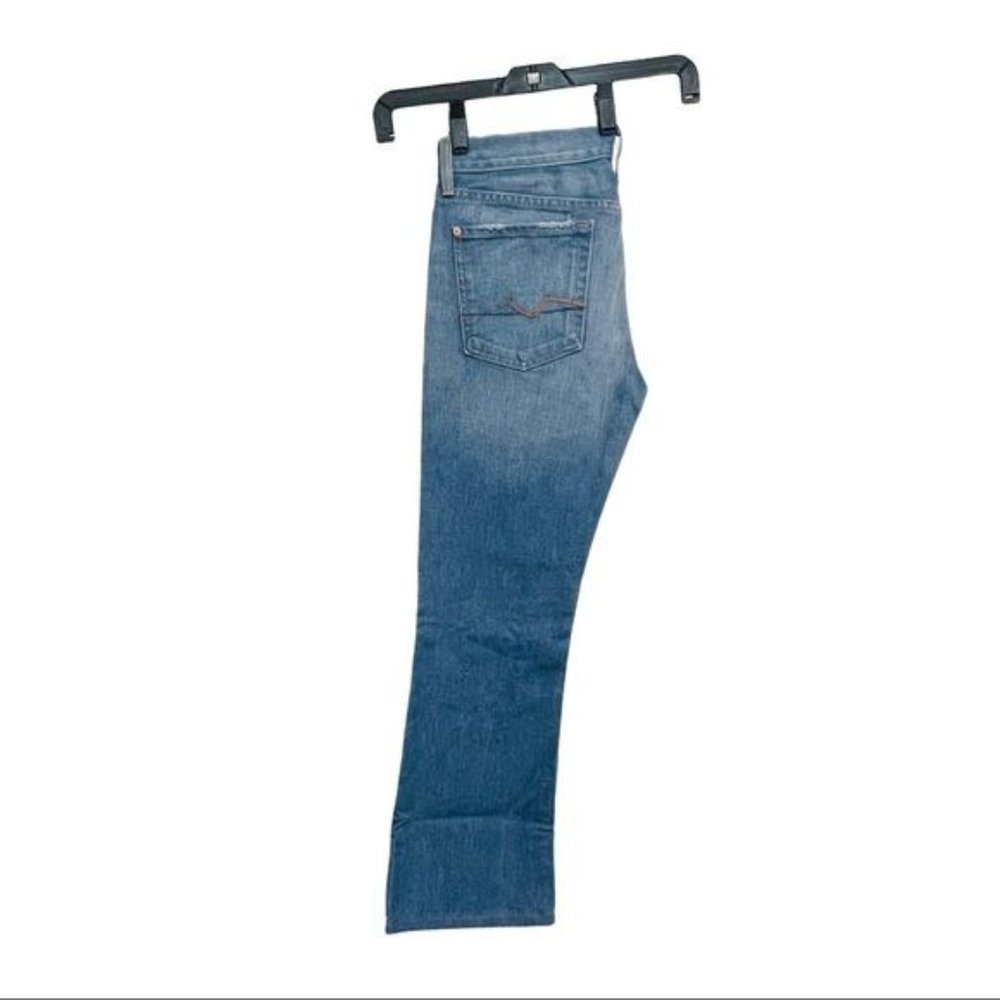 7 For All Mankind Flare Jeans Designer Denim Light Blue Wash Womens Size 28 - Picture 10 of 12